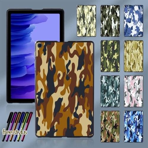 High Quality Case for Samsung Galaxy Tab A7 10.4 Inch T500/T505 Camouflage Pattern Slim Tablet Back Shell + Stylus
