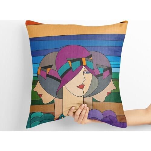 Lily Women 2PCS Set Handmade Linen Fabric Cushion Cover Pillowcase