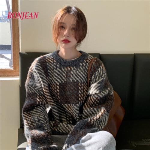 2021 Korean Oversized Sweater Christmas Jumper Japanese Fashion Harajuku Women 2020 New Autumn and Winter Loose Pullover