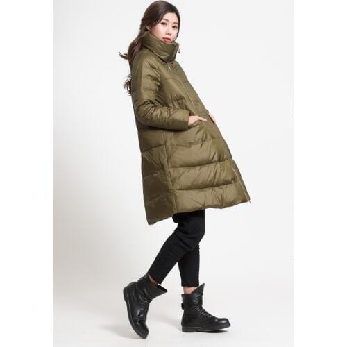A-line Women Winter Down Coat High Collar Down jacket Winter Coat Thick Down Coat
