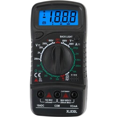 DIYWORK LCD Multimeter Ohmmeter Volt Tester XL830L Handheld Digital Multimeter AC/DC Ammeter Voltmeter Ohm Voltage Tester Meter