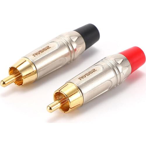 1Pcs pure copper gold-plated RCA elbow plug audio male connector fever audio cable plug color difference monitor HIFI Plug-in
