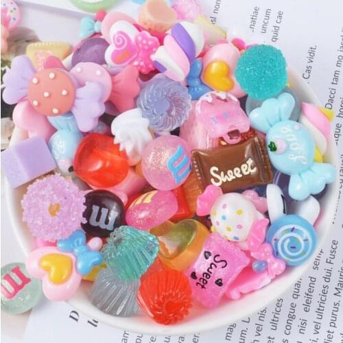 20pcs/Lot Mix Colors Design Cabochons Flat Back Resin Candy Resin For Kids DIY Phone Decoration