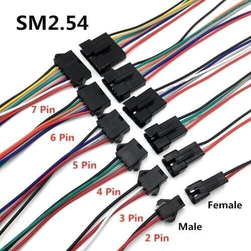 5Pairs SM2.54 2pin 3P 4P 5P 6P 8P JST LED Connectors Male And Female Connector for 3528 5050 WS2811 WS2812 LED Strip Tape light