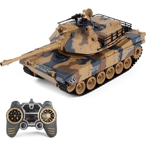 LCF 1:18 2.4G American M1A2 Military Tank Model RC Battle Tank Toy With Smoke Sound Light Effect Remote Control Toys Kids Gift