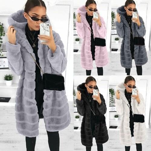 BISONJS Long Fur Coats