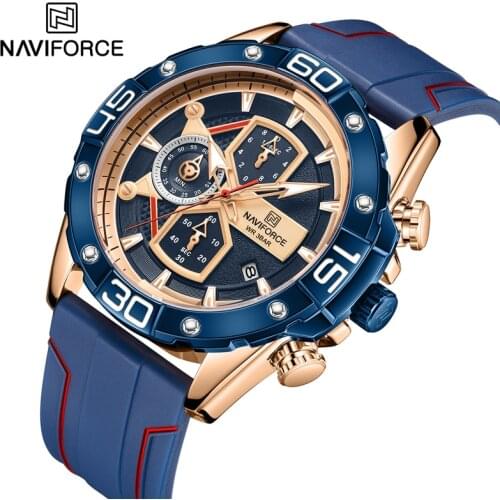 Luxury Brand NAVIFORCE Mens Watch Complete Calendar Pointer Luminous Clock Leisure Sports Silicone Wristband Waterproof Watches