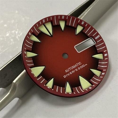 Watch Dial Gradient Red Super C3 Luminous Dial for NH36A Movement Diving Watch Modification Parts