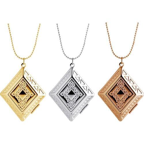 Fooderwerk Jewelry New Classic Memory Photo Frame Alloy Quadrilateral Pendant Necklace Ladies Jewelry Fashion Necklace Jewelry