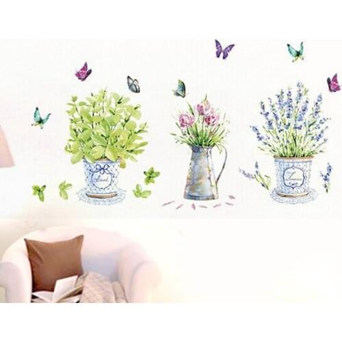 JX-LCLYL DIY PVC Removable Flower Pots Wall Stickers Art Decals Vase Home Decoration