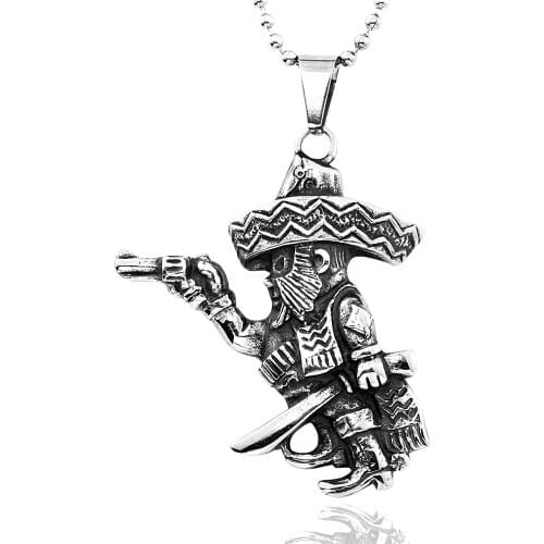 3D men Design stainless steel pendant necklace punk biker Danish Club jewelry cool gift