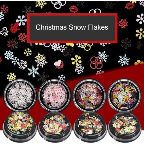 1 Box Mix Christmas Hollow Out Nail Art Sequins DIY Xmas Winter Snow Nail Flakes Decal Manicure Nail Decor Patches Sticker