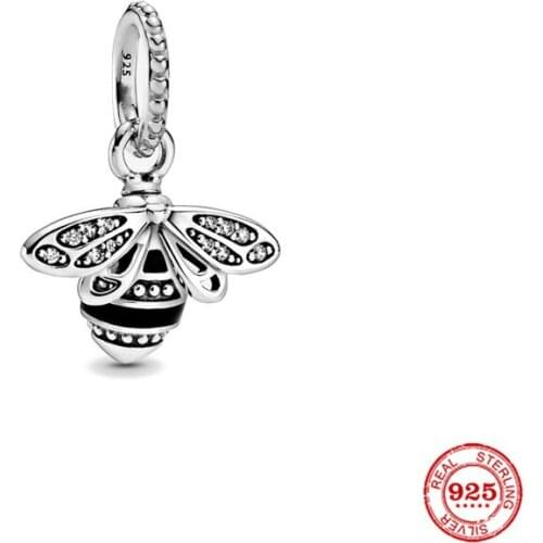 New Original Silver Color Honey Bee Pendant Beads Fit European Pandora Charms Bracelet Bangles Jewelry Diy Accessories P679