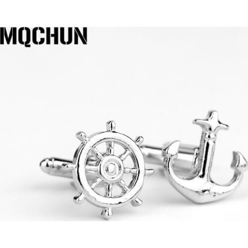 New Design Shirt Cufflin Mix Vintage Wedding Mens Cufflinks for Shirt Ship Rudder Shaped Clothing Pirate Fans Gift -20