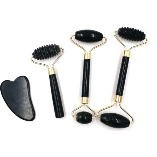 Obsidian Jade Roller Massager Gouache Scraper For Face Facial Skin Care Tools Natural Body Back Beauty Lifting Massagers Rollers