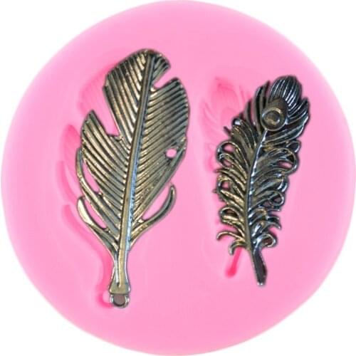 Feather Silicone Mold Fondant Cake Border Decorating Tools Birthday Cupcake Topper Molds Candy Clay Chocolate Gumpaste Moulds