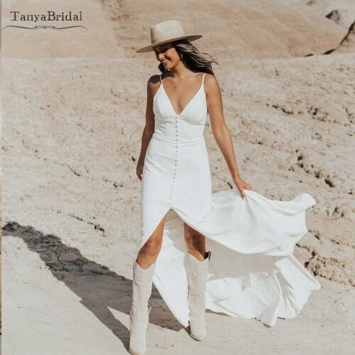 Simple Elegant Wedding Dresses Sexy Backless Boho Bridal Gowns DW571