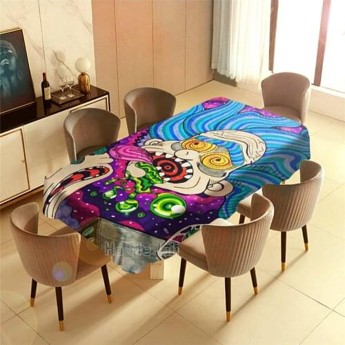 Psychedelic Adventure Colorful Abstract Tablecloth Art Interior Decor