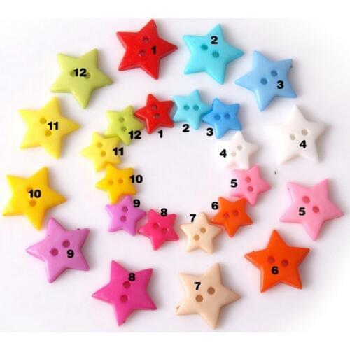 100Pcs Resin Star Buttons 2 Holes Clothing Sewing Button Fit Scrapbooking Apparel Crafts Diy Decoration Mixed Candy Color