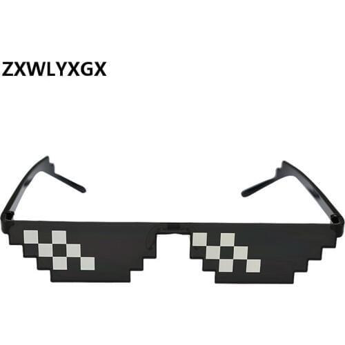 ZXWLYXGX Glasses 8 Bit MLG Pixelated Sunglasses Men Women Brand Thug Life Party Eyeglasses Mosaic Vintage Eyewear