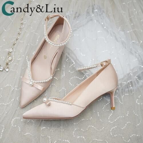 Strap wedding shoes womens 2020 new bride shoes champagne annual meeting high heels not tired feet main wedding crystal shoes