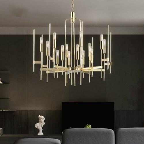 Living room led chandelier lighting Nordic modern luxury interior decoration lamps simple villa dining room glass chandelier