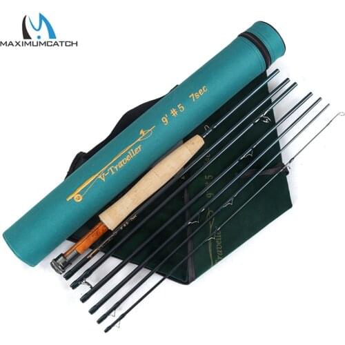 Maximumcatch V-Traveler 9FT 5-8wt Fly Fishing Rod Graphite IM10 Carbon Fiber 7PCS Fast Action Travel Fly Rod