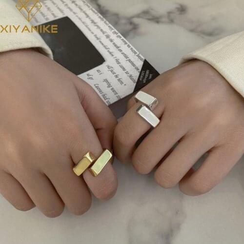 XIYANIKE 925 Sterling Silver Geometric Cross Square Ring Female Fashion Temperament Personality Creative Jewelry Gift Wholesale