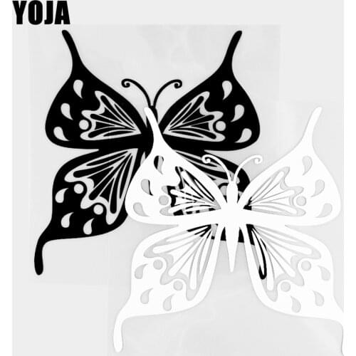 YOJA 15.6×16.3CM Gorgeous Butterfly Cartoon Animals Vinyl Decal Car Stickers Black/Silver 19C-0361