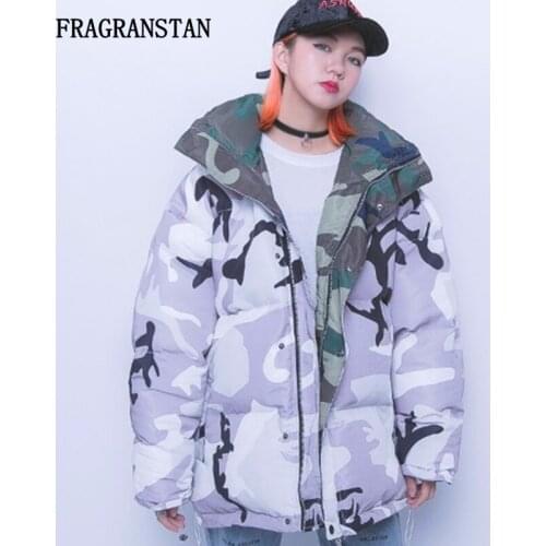 Female 2019 Autumn Winter Thicken Keep Warm Hooded Padded Jacket Fashion Camouflage Printed Coat Lady Casual Loose Parkas JQ440