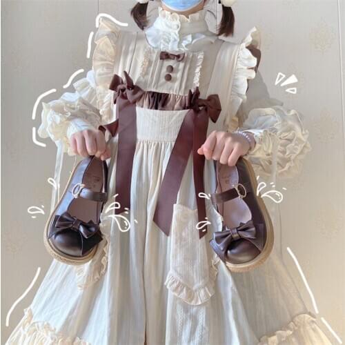 New Thick Bottom Lolita Big Round Head Loli Running Shoes Cute Student Jk Uniform Shoes Bowknot Buckle Gothic Woman Lolita Shoes