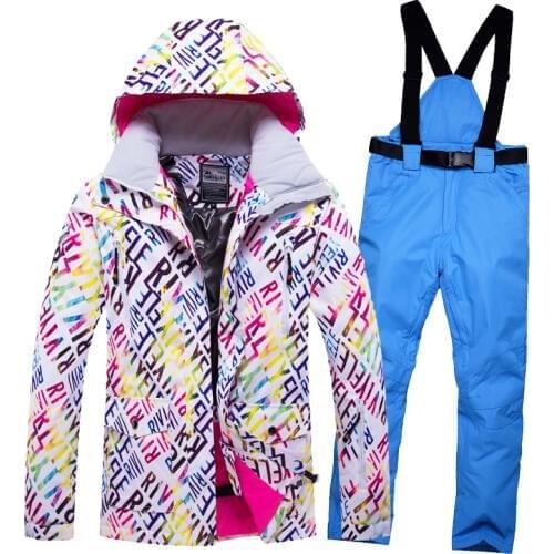 Hooded Women Ski Suit Snowboard Jacket Pant Windproof Waterproof Outdoor Sport Wear Super Warm Female Ski Clothing Trouser New