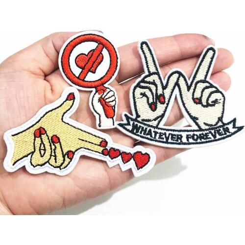 10Pcs/Set Fingers Love Embroidery Sew On Patches Sewn Applique Badge Craft Embroidered Women DIY For Clothes Trousers Sticker