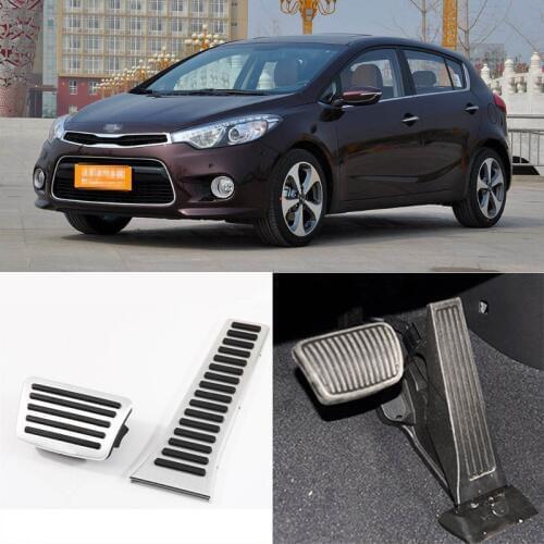 2pcs Aluminium Non Slip Foot Rest Fuel Gas Brake Pedal Cover For Kia K3S 2014 AT