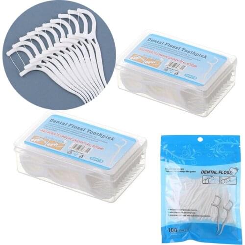 50/100pcs Dental Floss Flosser Picks Toothpicks Teeth Stick Tooth Cleaning Interdental Brush Dental Floss Pick Oral Hygiene Care