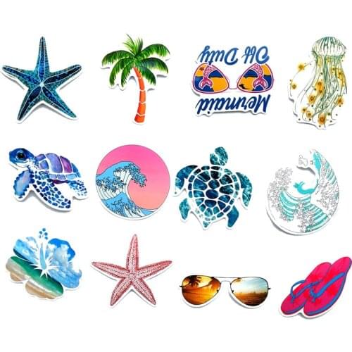 TD ZW 50Pcs Summer Beach Sticker Kids DIY Stickers Waterproof Sticker for Surfboard Luggage Bottle Book Decoration Decal Sticker