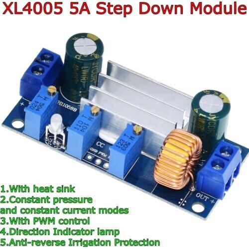 Automatic Protection! 5A Max DC-DC XL4005 Step Down Buck Power Supply Module Adjustable CC/CV Lithium Charge Board for Arduino