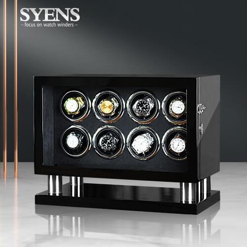 Automatic watch winder Luxury mechanical watch winding box for 8 wathces storage display with LED light LCD touch AC/USB power