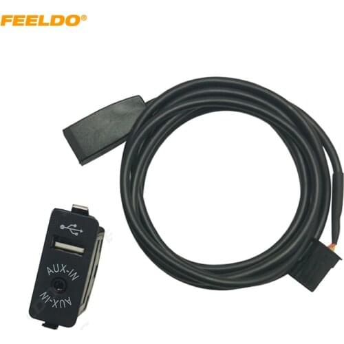 FEELDO Car Radio USB AUX-In Cable Plug AUX/USB Socket For BMW 3-Series E46 01-05 Wire Harness AUX Cable Adapter #HQ6818