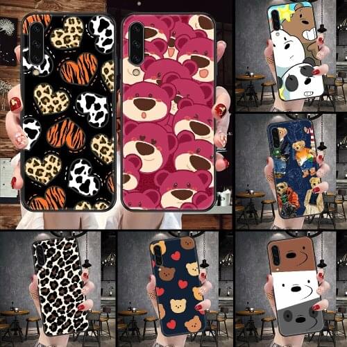 Love pink bear Leopard Phone Case For Samsung Galaxy A 10 12 20E 21S 30 32 40 50 51 52 70 71 72 5 6 7 2016 2018 black luxury