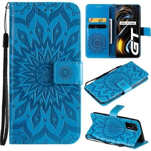 10pcs/lot Sun Flower Wallet Flip PU Leather Phone Case Cover for OPPO Realme GT/ C20/C21 A93/A94 5G/A15 Stand Holder Card