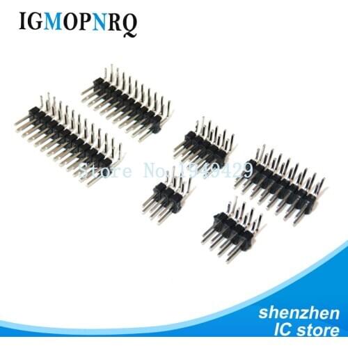 10PCS R/A 2.54mm Double Row Right angle Male Breakaway PCB Board Pin Header Connector Pinheader 2 * 3/4/8/10/15/20/40Pin