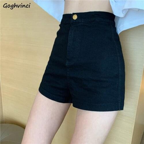 Women Denim Jeans Black Shorts Summer Thin Elasticity High Waist Skinny Sexy Female Holiday Chic Korean Style Streetwear Leisure
