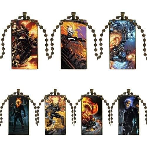 Ghost Rider For Women Kids Glass Pendant Galaxy Pendant Necklace Women Bronze Plated Necklaces Jewelry