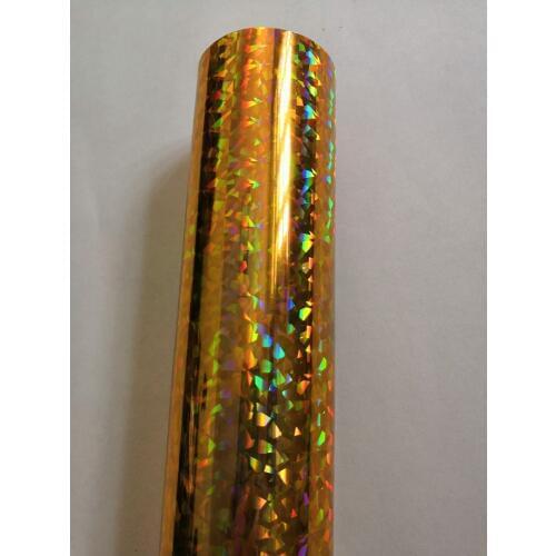 Holographic foil gold color broken glass pattern A04 hot press on paper or plastic 64cm x 120m stamping foil