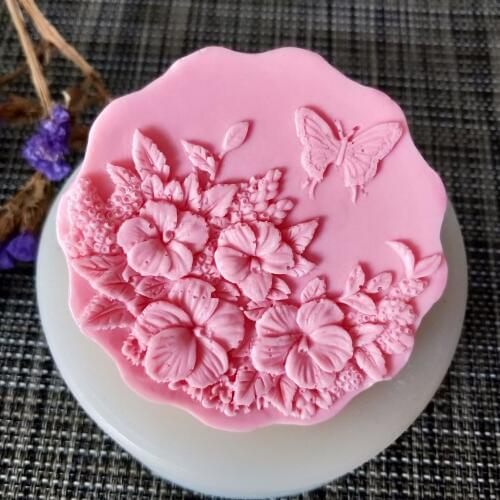 HC0139 PRZY Flowers and Butterflies Soap Silicone Mold Gypsum Chocolate Candle Candy Mold Clay Resin Moulds Eco-friendly