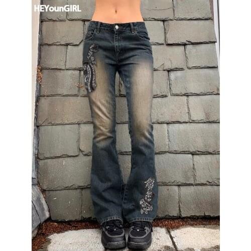 Женские джинсы с вышивкой Heyoungirl China At AliExpress