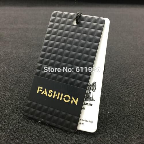 Customized clothing embossed logo tags/garment paper tag printing/clothing label/main label printing/logo 1000 pcs a lot