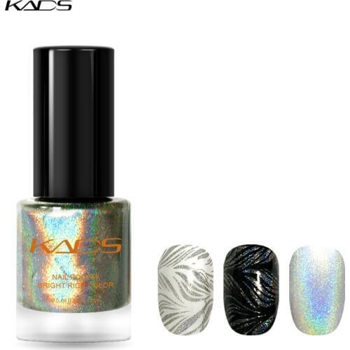 KADS New 9.5ml Two in one Nail Polish & stamp polish Laser silver branded nail polish For nail polish designs