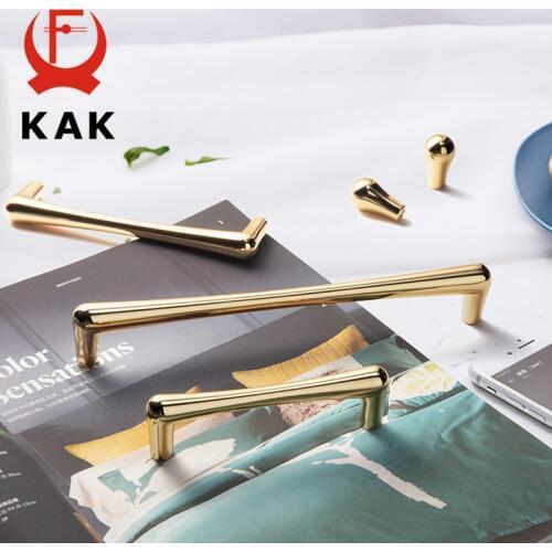 KAK Bright Gold Cabinet Handles Drop Shape Solid Drawer Knobs Zinc Alloy Kitchen Cupboard Door Pulls Furniture Handle Hardware